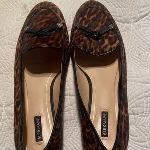 Alex Marie Leopard-Print Slip-On Loafers in Brown and Black